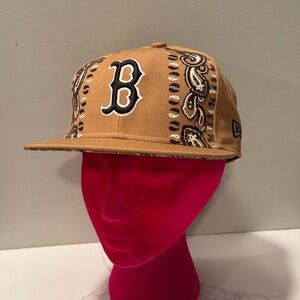 New Era Khaki Bandana Print Boston Logo Hat